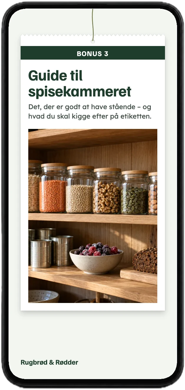 Forsiden af bonussen Guide til spisekammeret på en mobil