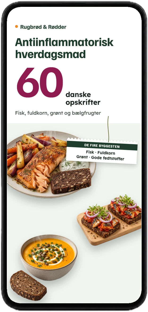 Forsiden af kogebogen med 60 opskrifter på en mobil